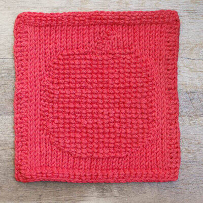 Apple Tunisian Crochet Dishcloth Pattern