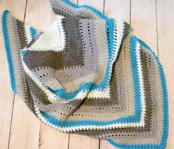 Cozy Striped Shawl Crochet Pattern | www.petalstopicots.com | #crochet #fiber