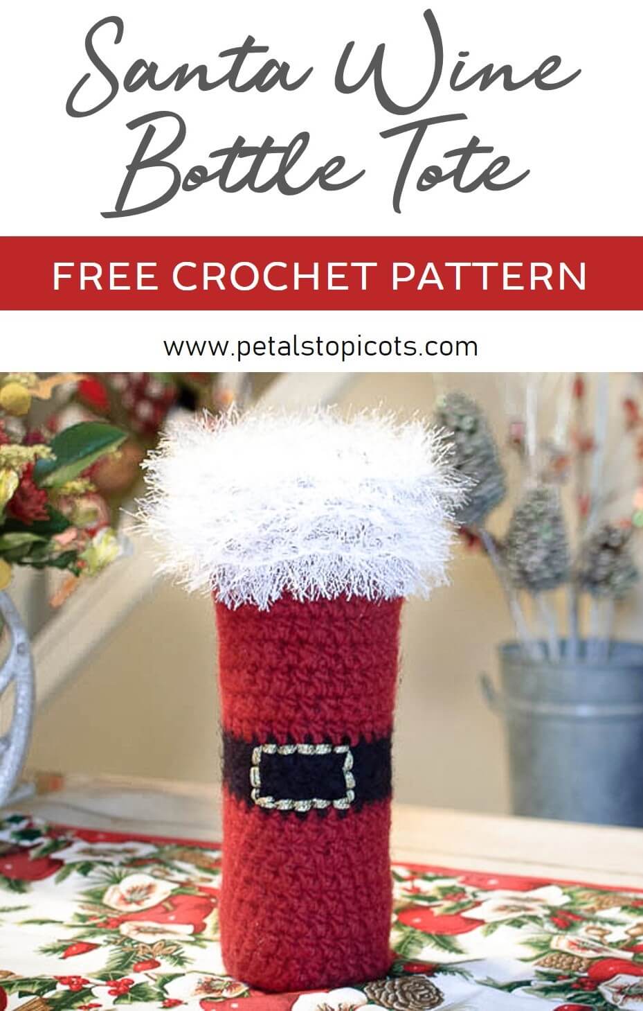 Felted Santa Wine Bottle Tote Crochet Pattern