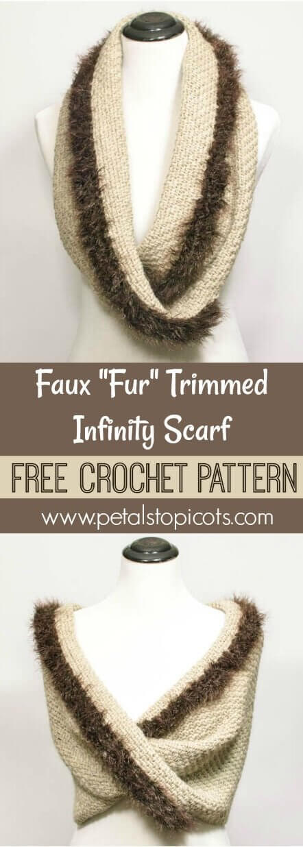 Faux Fur Trimmed Infinity Scarf-to-Wrap