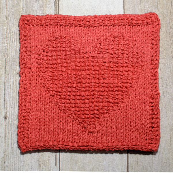 Heart Tunisian Crochet Dishcloth Pattern 