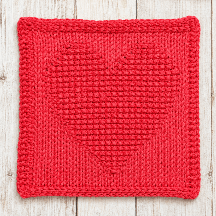 Heart Tunisian crochet dishcloth made with cotton yarn