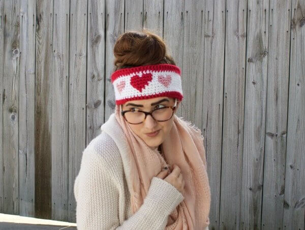 Queen of Hearts Ear Warmer Crochet Pattern