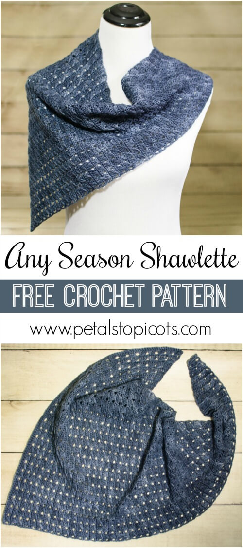 Any Season Asymmetrical Shawlette Crochet Pattern