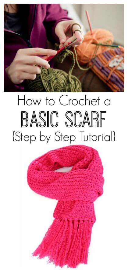 How to Crochet a Basic Scarf for Beginners {Step by Step Tutorial}