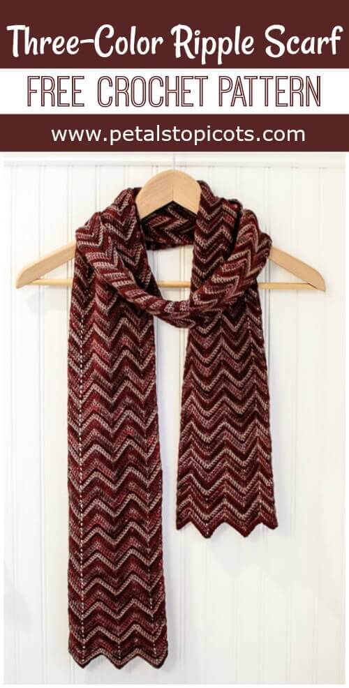 Three-Color Crochet Ripple Scarf Pattern