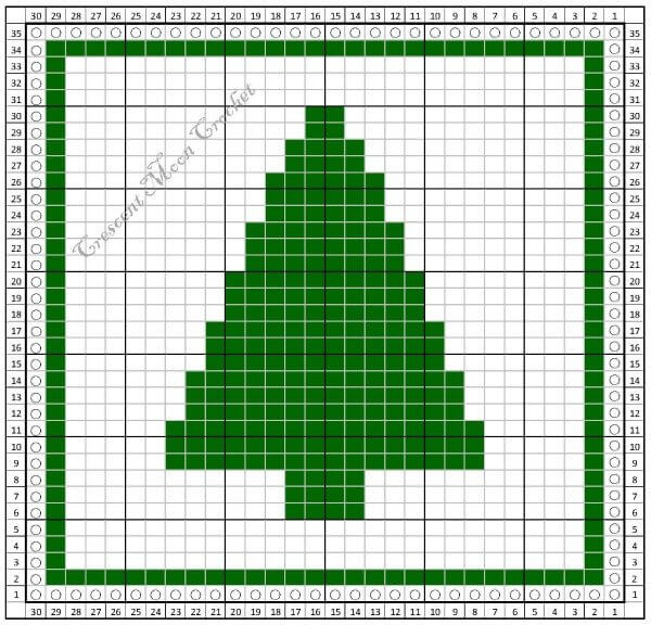 Christmas Tree Dishcloth - Free Tunisian Crochet Pattern