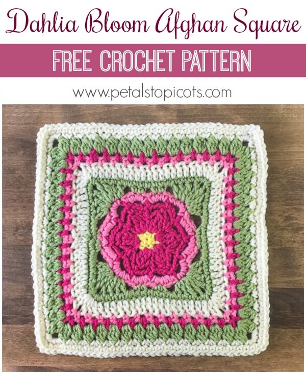 Dahlia Bloom Afghan Square Crochet Pattern