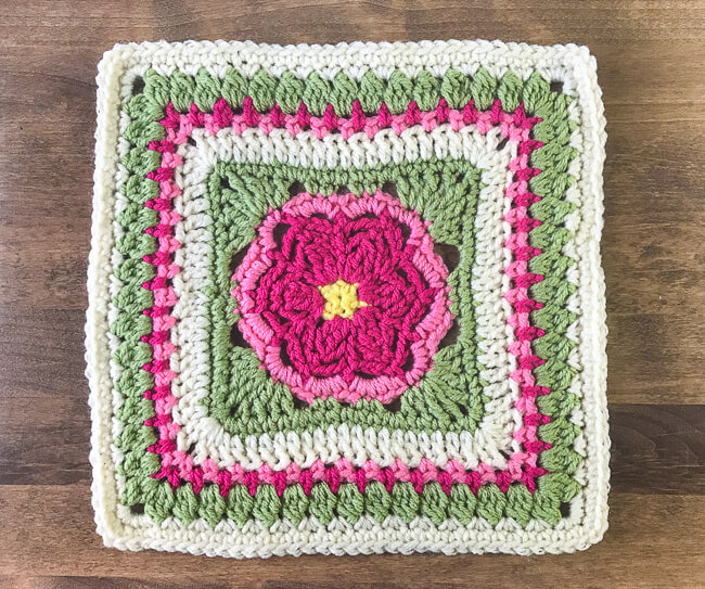 Dahlia Bloom Afghan Square Crochet Pattern | www.petalstopicots.com | #petalstopicots