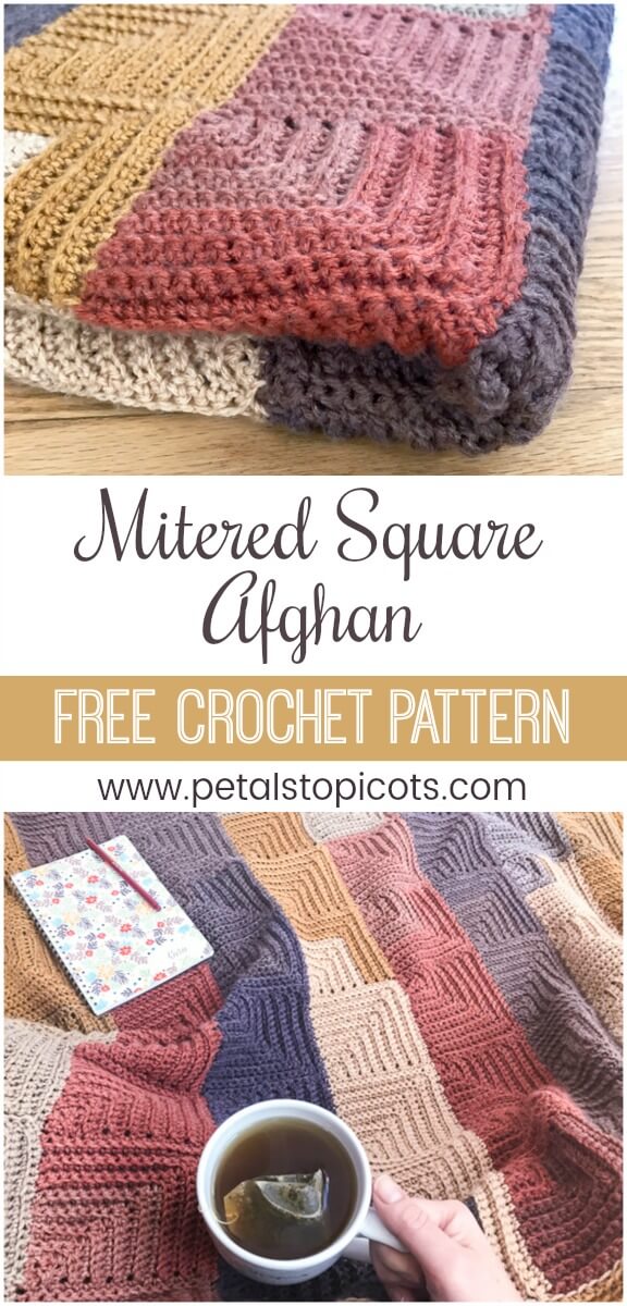 Continuous Mitered Square Crochet Afghan Pattern