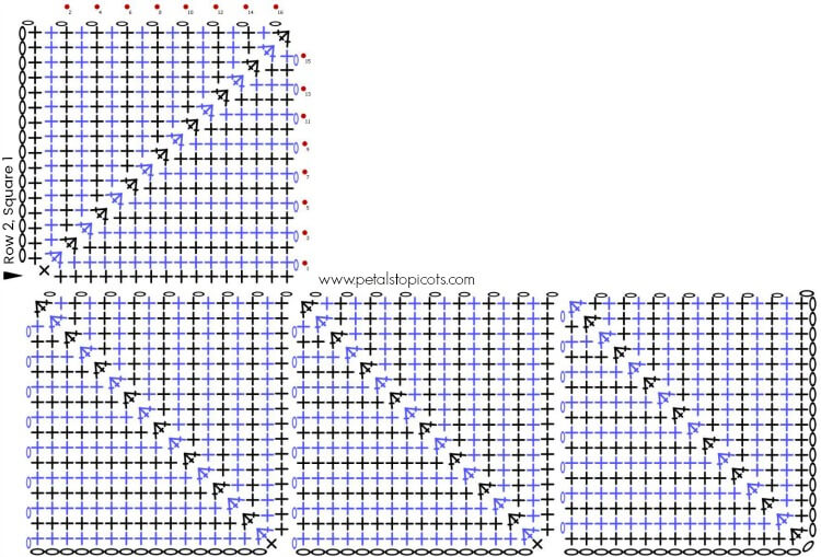 Continuous Mitered Square Crochet Afghan Pattern | www.petalstopicots.com