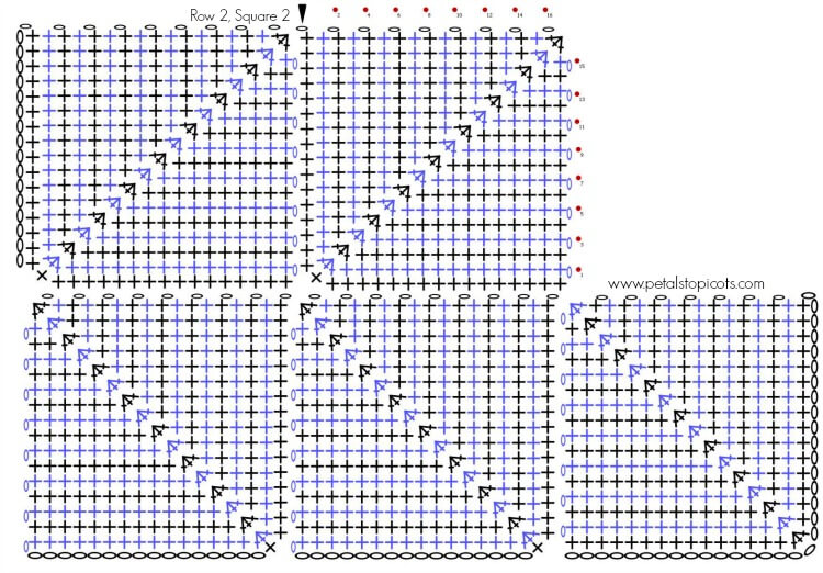 Continuous Mitered Square Crochet Afghan Pattern | www.petalstopicots.com