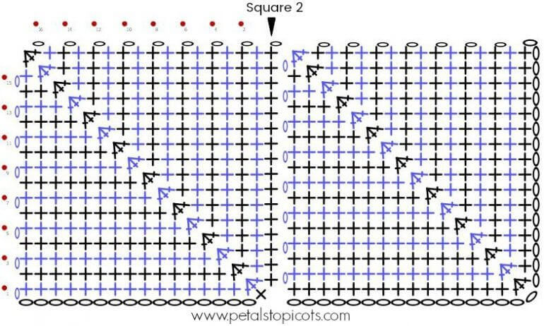 Continuous Mitered Square Crochet Afghan Pattern | www.petalstopicots.com