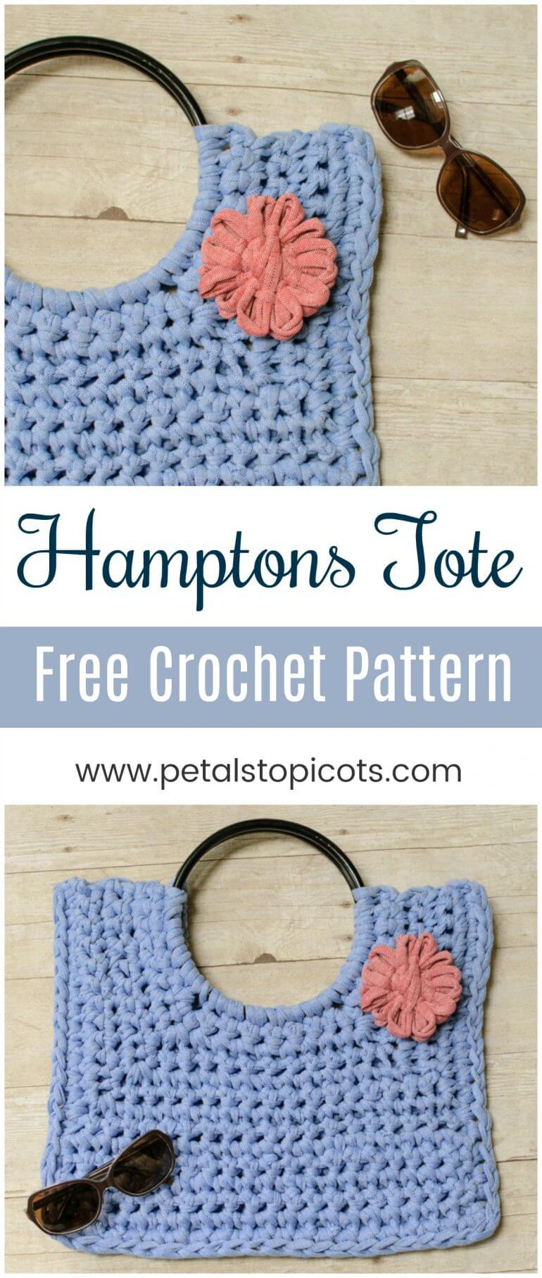 Hamptons Tote ... T-Shirt Yarn Crochet Bag Pattern