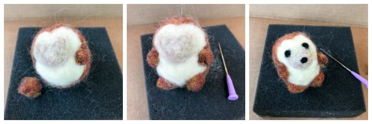 Step 4 - Needlefelting the legs and face | www.petalstopicots.com