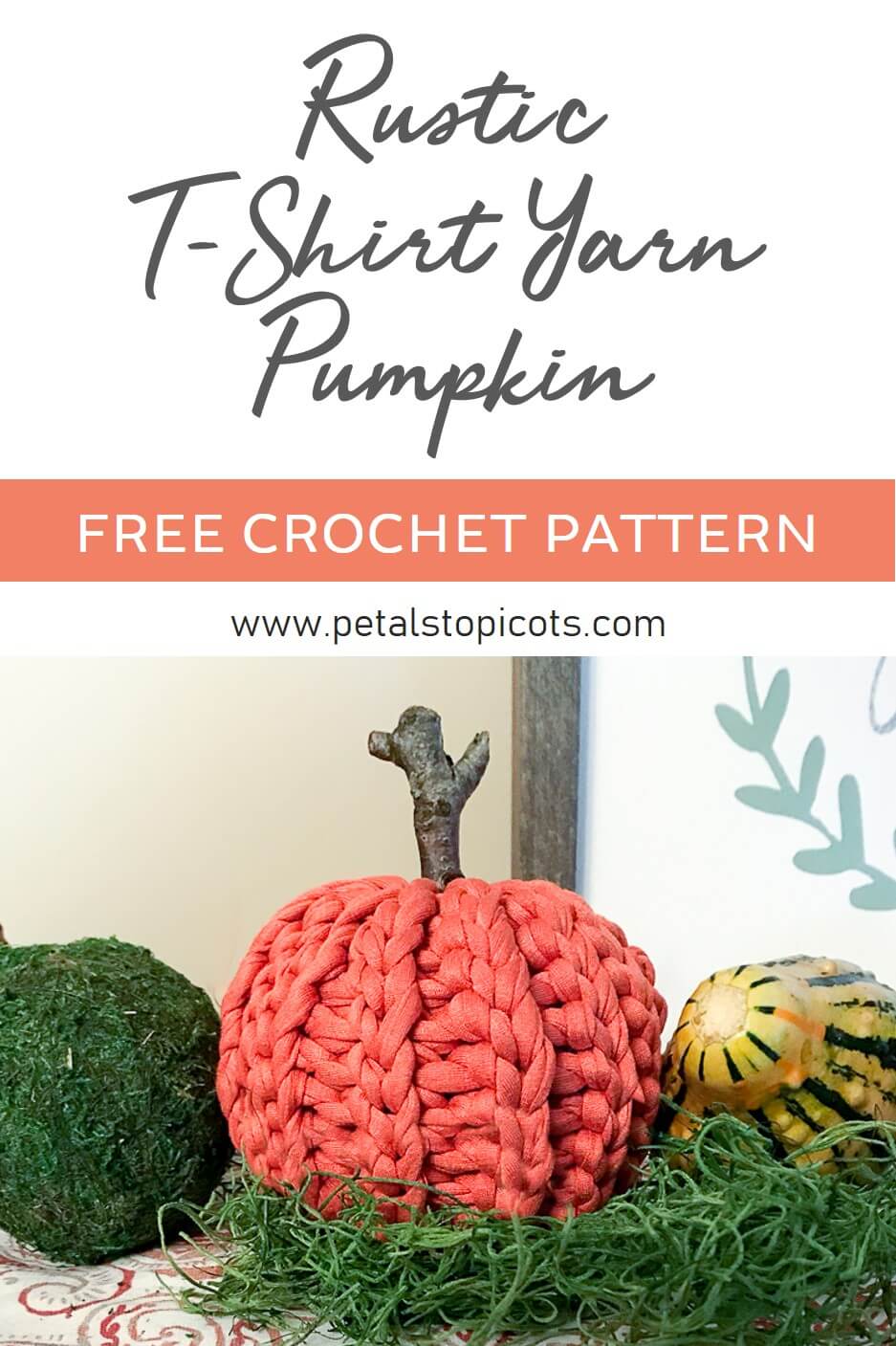 Rustic Crochet Pumpkin Made With T-Shirt Yarn