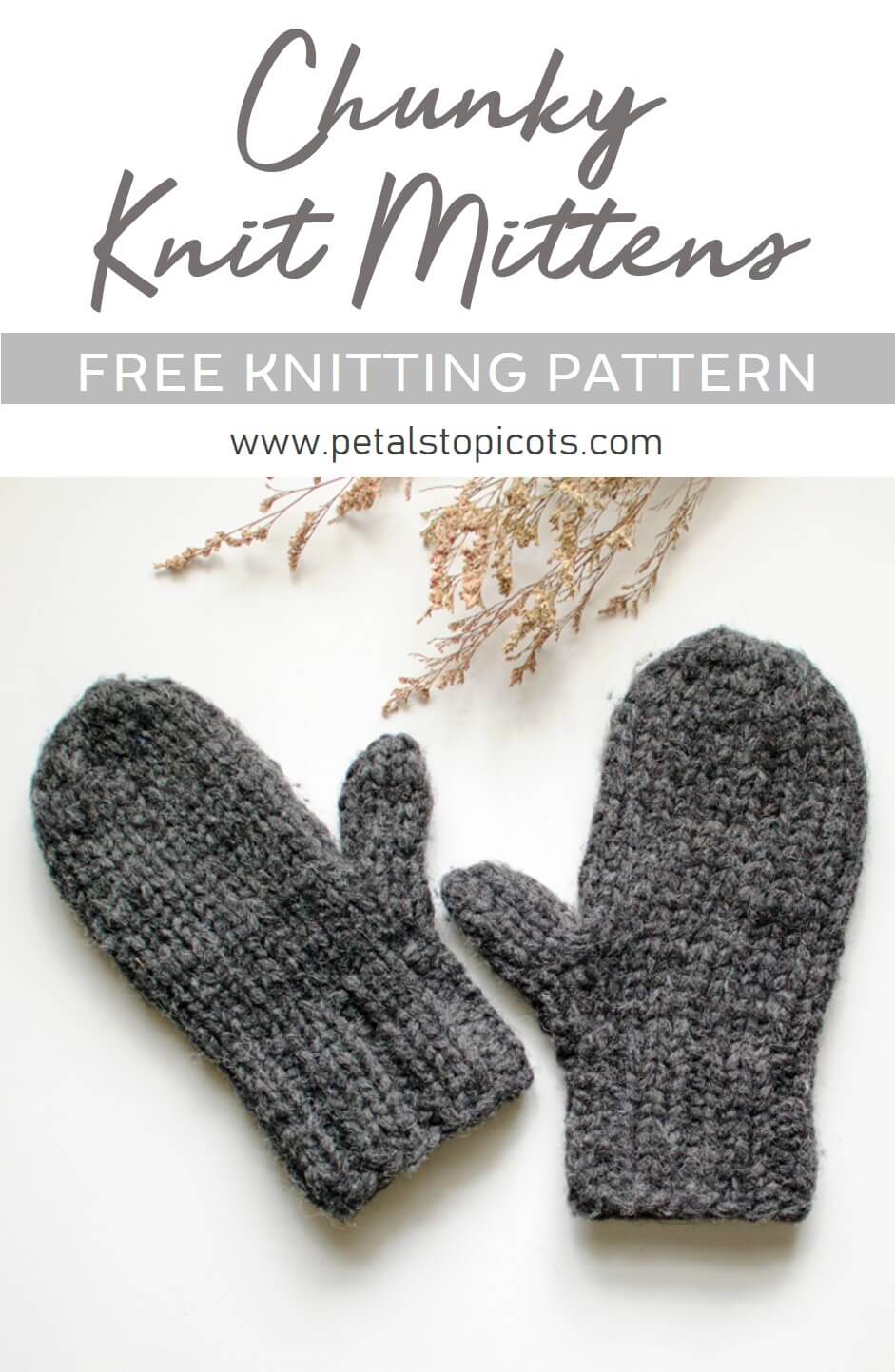 Chunky Knit Mittens Pattern Great For Beginners Petals