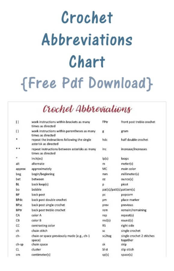 Crochet Stitch Chart Printable