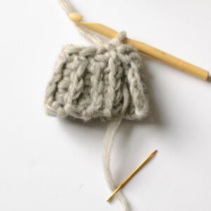 Joining crochet ribbing in the round.