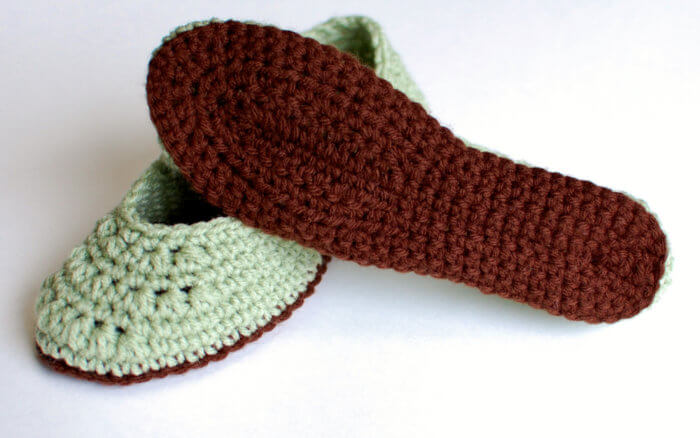 Soles of crochet slipper