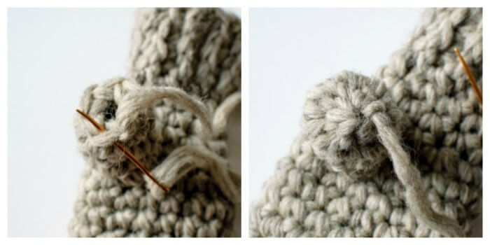 Closing crochet opening.