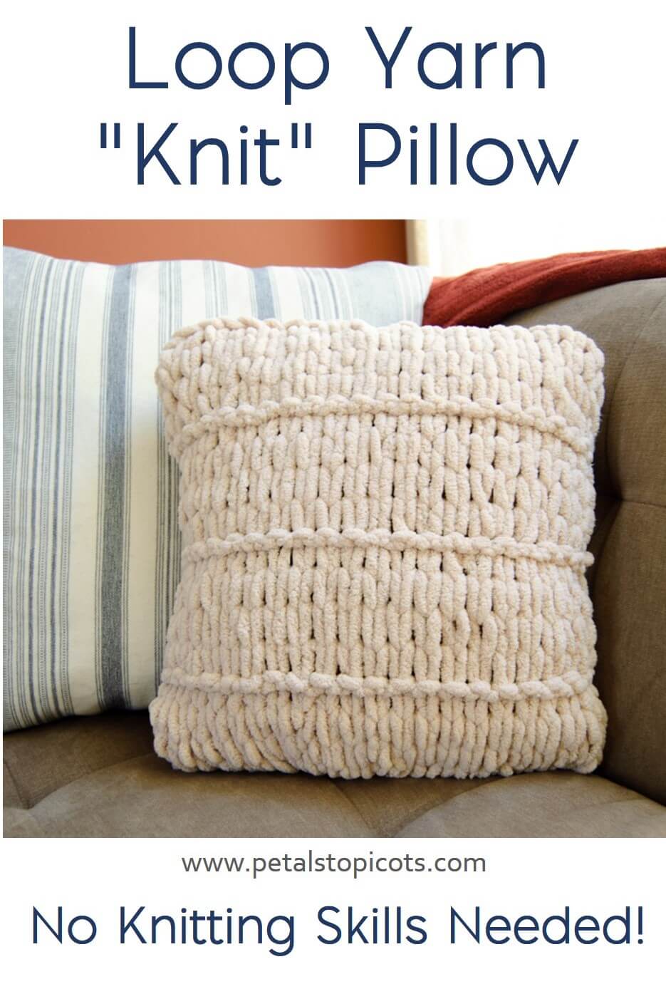 Loop Yarn Knit Pillow: Easy Finger Knitting Project