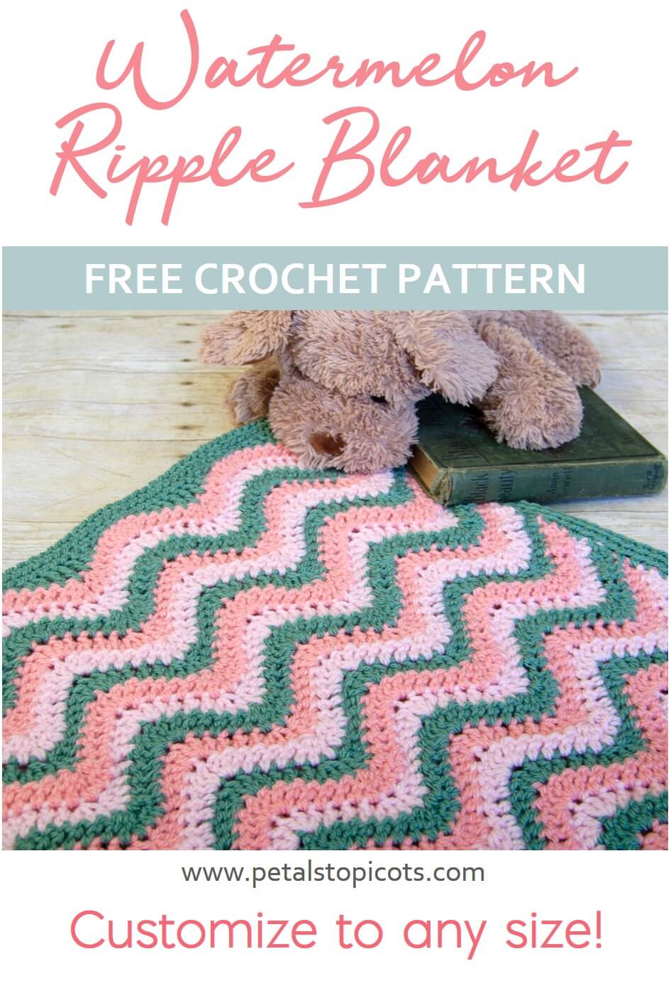 Ripple Crochet Pattern: Watermelon Baby Blanket