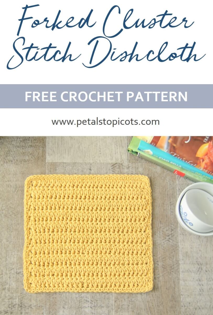 Forked Cluster Stitch Crochet Dishcloth