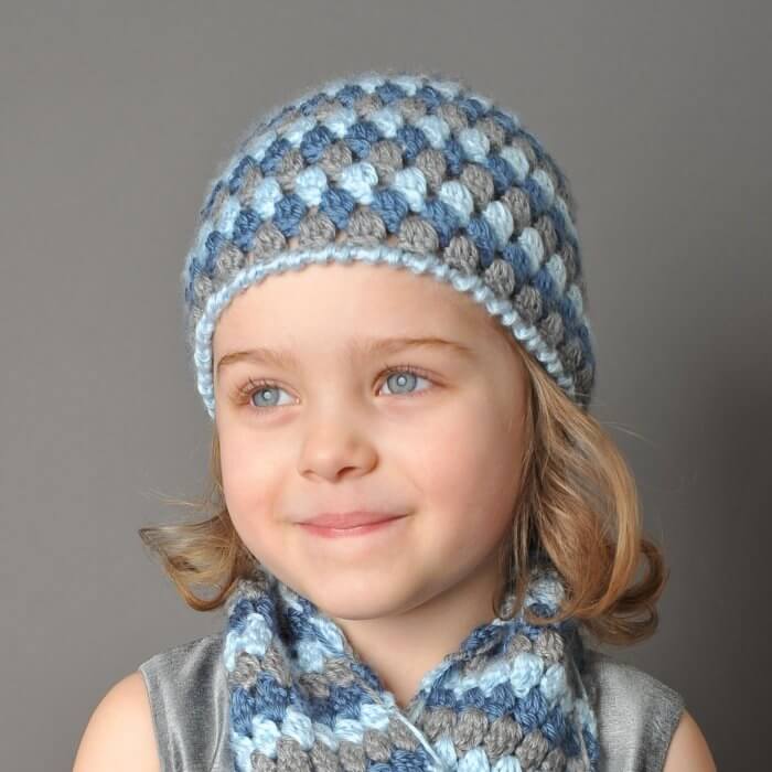 Toddler size Mod Crochet Cluster Stitch Hat Pattern