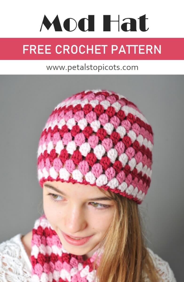 Mod Cluster Stitch Crochet Hat Pattern
