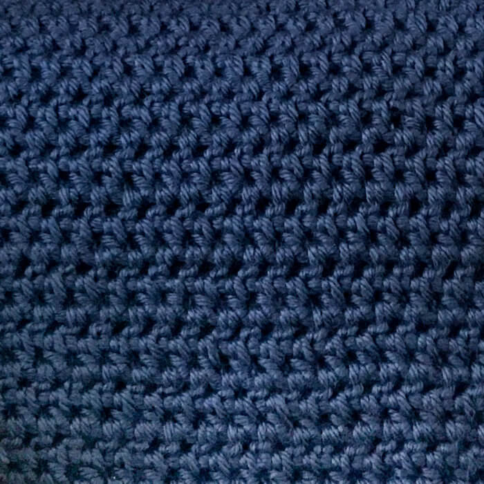 Half double crochet stitches worked between the posts of the stitches in the row below.