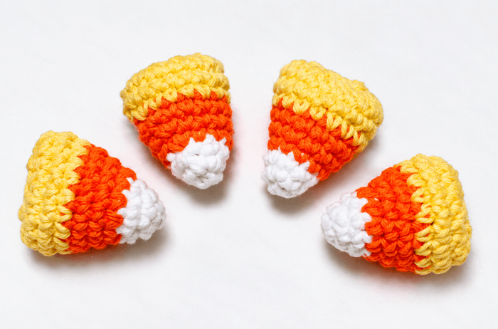 Mini candy corn crochet pattern for Halloween